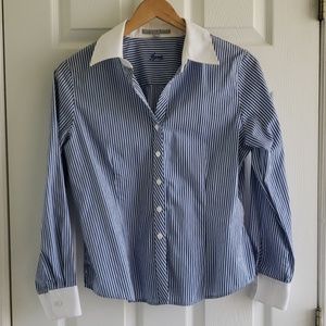 Blue & White Striped Foxcroft Blouse